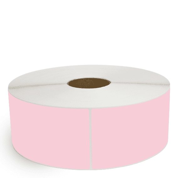 4" x 13" Pink - Thermal Transfer Labels - 3" Core / 12" Outer Diameter (No Perf) - Freezer Grade Adhesive