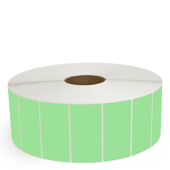 4" x 2" Fluorescent Green - Thermal Transfer Labels - 3" Core / 12" Outer Diameter (No Perf) - Freezer Grade Adhesive