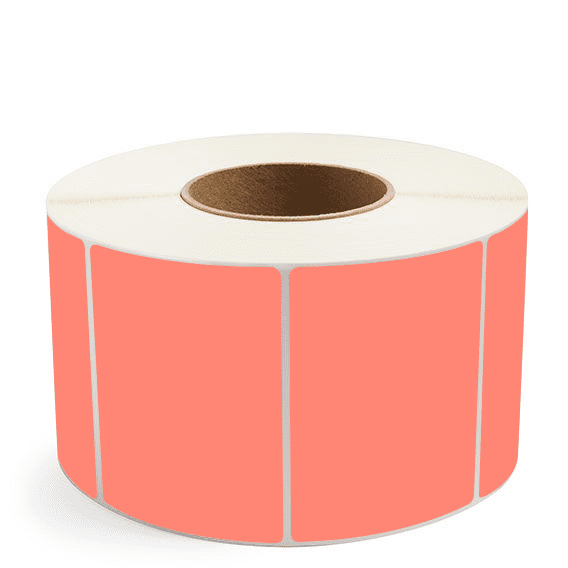 4" x 3" Fluorescent Red - Direct Thermal Labels - 3" Core (No Perf) - Freezer Grade Adhesive