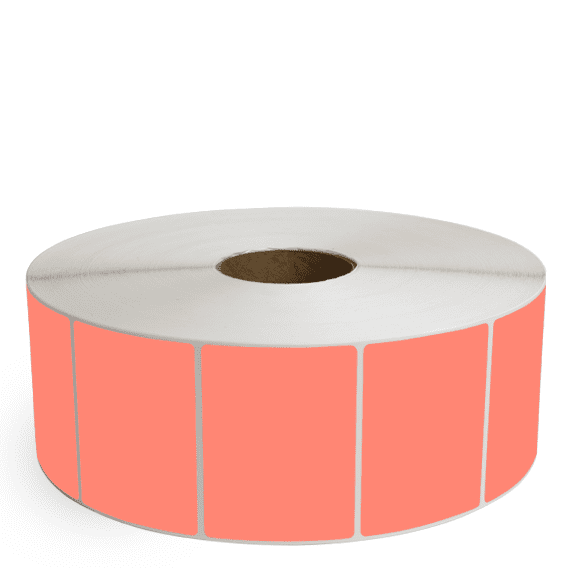 4" x 3" Fluorescent Red - Direct Thermal Labels - 3" Core / 12" Outer Diameter (No Perf) - Freezer Grade Adhesive