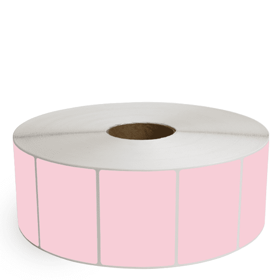 4" x 3" Pink - Thermal Transfer Labels - 3" Core / 12" Outer Diameter (No Perf) - Removable Adhesive