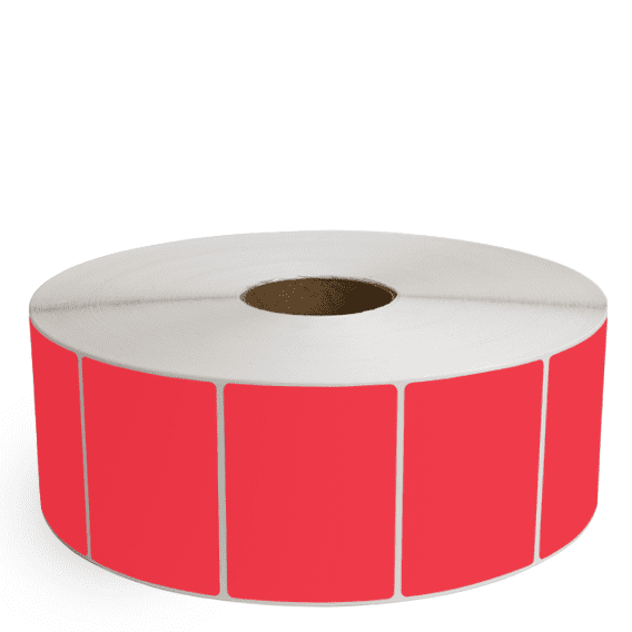 4" x 3" Red - Direct Thermal Labels - 3" Core / 12" Outer Diameter (No Perf) - Freezer Grade Adhesive