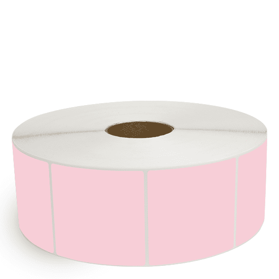 4" x 4" Pink - Direct Thermal Labels - 3" Core / 12" Outer Diameter (No Perf) - Freezer Grade Adhesive