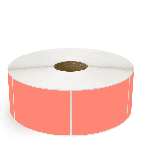 4" x 5" Fluorescent Red - Thermal Transfer Labels - 3" Core / 12" Outer Diameter (No Perf) - Freezer Grade Adhesive