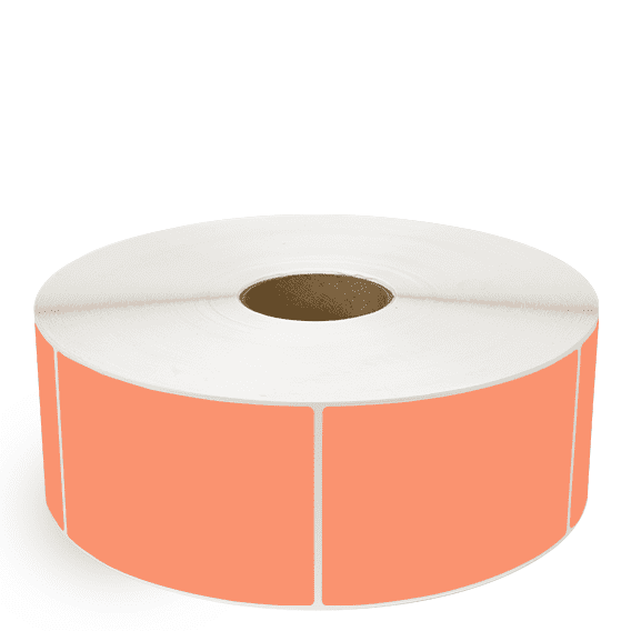 4" x 5" Orange - Thermal Transfer Labels - 3" Core / 12" Outer Diameter (No Perf) - Freezer Grade Adhesive