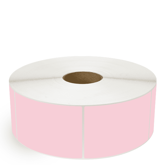 4" x 5" Pink - Thermal Transfer Labels - 3" Core / 12" Outer Diameter (No Perf) - Removable Adhesive