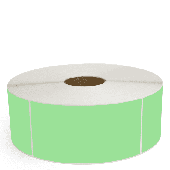 4" x 8" Fluorescent Green - Thermal Transfer Labels - 3" Core / 12" Outer Diameter (No Perf) - Freezer Grade Adhesive