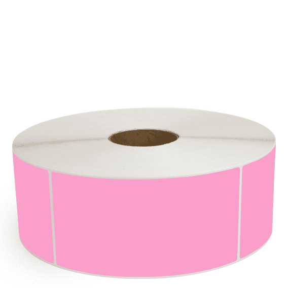 4" x 8" Hot Pink - Thermal Transfer Labels - 3" Core / 12" Outer Diameter (No Perf) - Freezer Grade Adhesive