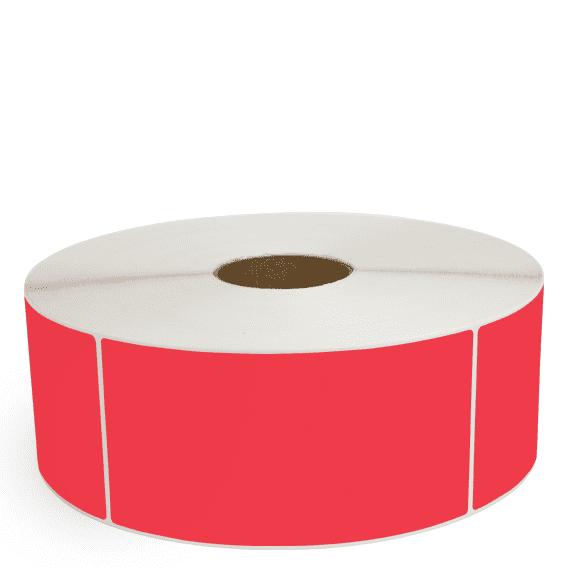 4" x 8" Red - Direct Thermal Labels - 3" Core / 12" Outer Diameter (No Perf) - Freezer Grade Adhesive