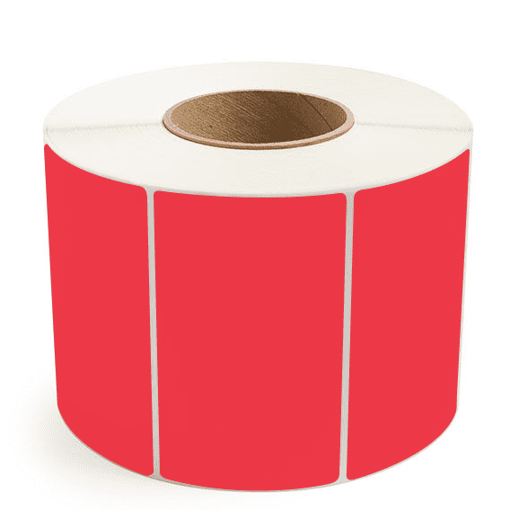 5" x 3" Red - Thermal Transfer Labels - 3" Core - Acrylic
