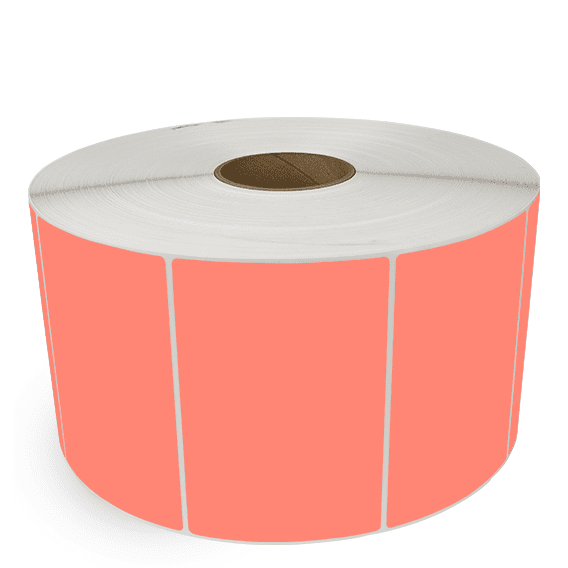 6" x 4" Fluorescent Red - Direct Thermal Labels - 3" Core / 12" Outer Diameter (No Perf) - Freezer Grade Adhesive