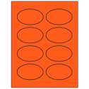 3.33" x 2" Fluorescent Red Oval Sheet Labels