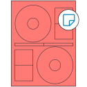 4.64" x 4.64" Fluorescent Red Sheet Labels - Removable Adhesive
