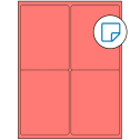 4" x 5" Fluorescent Red Rectangular Sheet Labels (4-UP) - Removable Adhesive