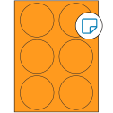 3.33" Fluorescent Orange Circular Sheet Labels - Removable Adhesive
