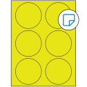 3.33" Fluorescent Yellow Circular Sheet Labels - Removable Adhesive