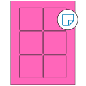 3" x 3" Fluorescent Pink Square Sheet Labels - Removable Adhesive