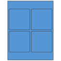 3.875" x 3.875" Fluorescent Blue Square Sheet Labels