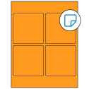 3.875" x 3.875" Fluorescent Orange Square Sheet Labels - Removable Adhesive