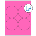 3.9375" Fluorescent Pink Circular Sheet Labels - Removable Adhesive