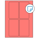 3" x 5" Fluorescent Red Rectangular Sheet Labels - Removable Adhesive