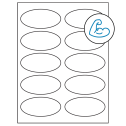 3.75" x 1.75" White Oval Sheet Labels - Ultra Aggressive Adhesive