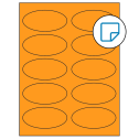 3.75" x 1.75" Fluorescent Orange Oval Sheet Labels - Removable Adhesive