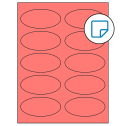 3.75" x 1.75" Fluorescent Red Oval Sheet Labels - Removable Adhesive