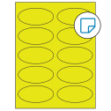 3.75" x 1.75" Fluorescent Yellow Oval Sheet Labels - Removable Adhesive
