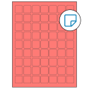 1" x 1" Fluorescent Red Square Sheet Labels - Removable Adhesive