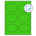 3.875" x 2.6875" Fluorescent Green Oval Sheet Labels - Removable Adhesive