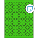 0.875" Fluorescent Green Circular Sheet Labels - Removable Adhesive
