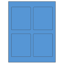 3.5" x 4.15625" Fluorescent Blue Rectangular Sheet Labels