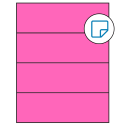 8.5" x 2.75" Fluorescent Pink Rectangular Sheet Labels - Removable Adhesive