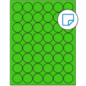 1.25" Fluorescent Green Circular Sheet Labels - Removable Adhesive