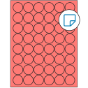 1.25" Fluorescent Red Circular Sheet Labels - Removable Adhesive