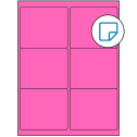 4" x 3.33" Fluorescent Pink Rectangular Sheet Labels (6-UP) - Removable Adhesive