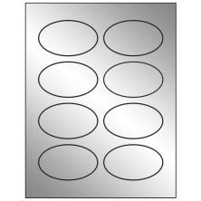 3.33 inch x 2 inch Silver Foil Oval Sheet Labels