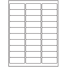 2.625x1 Laser & Inkjet Sheet Labels - 30 per Sheet - 30,000/Case (1,000 Sheets) - White, Rounded Corners