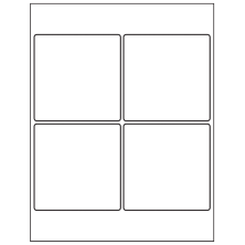 4 inch x 4 inch White Square Sheet Labels