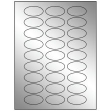 2 inch x 1 inch Silver Foil Oval Sheet Labels