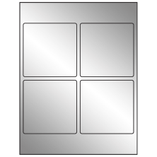 3.875 inch x 3.875 inch Silver Foil Square Sheet Labels