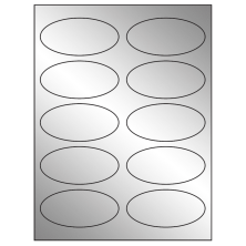 3.75 inch x 1.75 inch Silver Foil Oval Sheet Labels