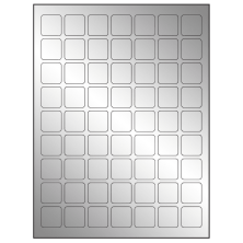 1 inch x 1 inch Silver Foil Square Sheet Labels