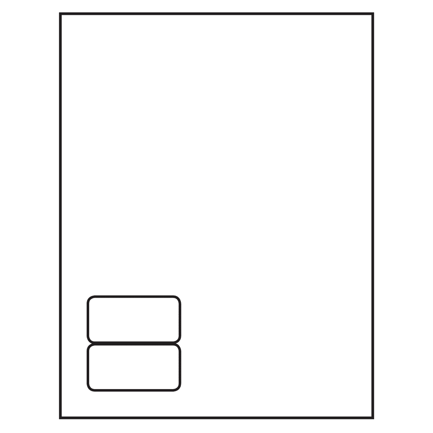 2.5" x 1.25" White Integrated Form Sheet Labels - 2 Labels Per Sheet
