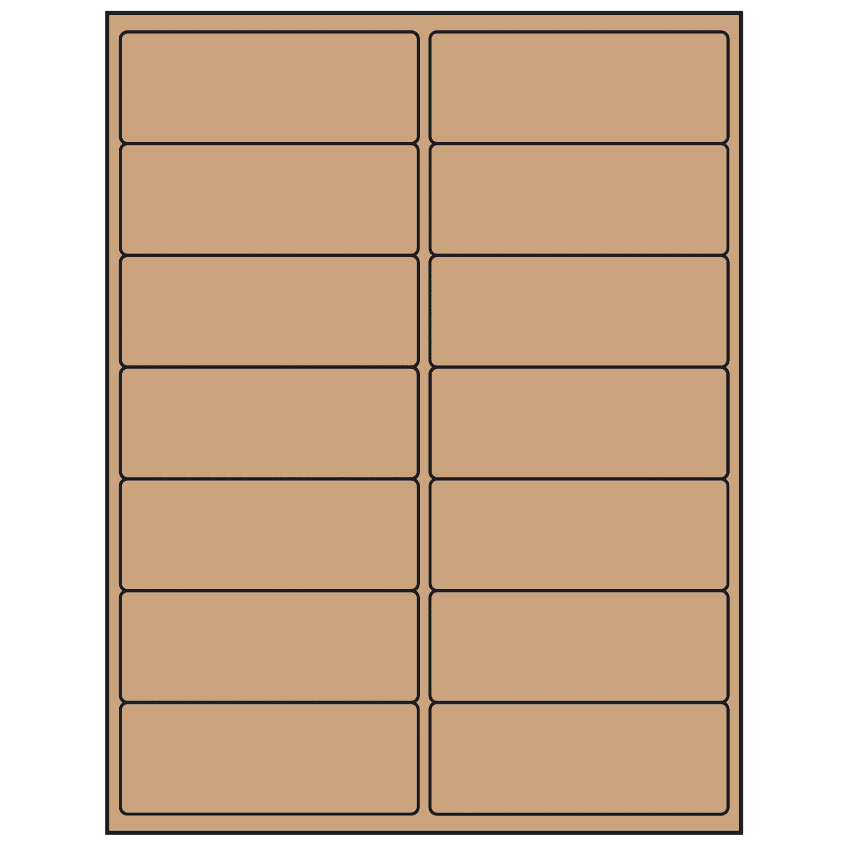 4" x 1.5" Brown Kraft Rectangular Sheet Labels