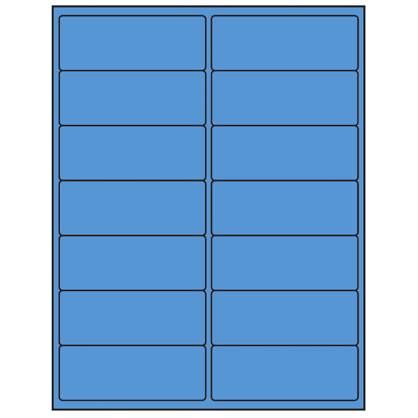 4" x 1.5" Fluorescent Blue Rectangular Sheet Labels