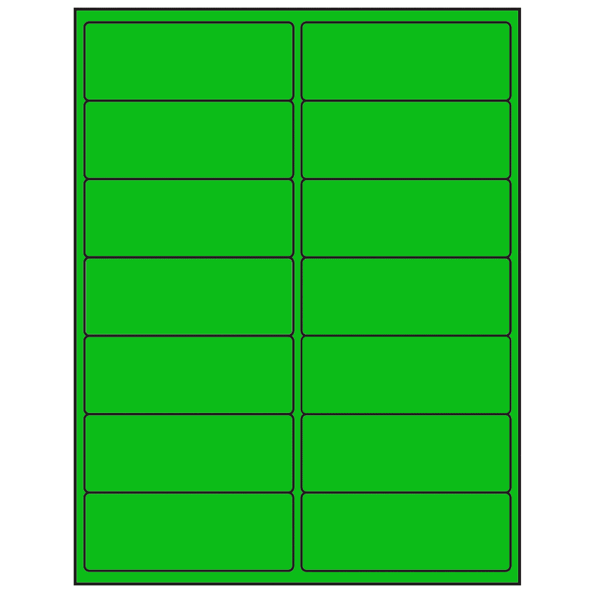 4" x 1.5" Fluorescent Green Rectangular Sheet Labels