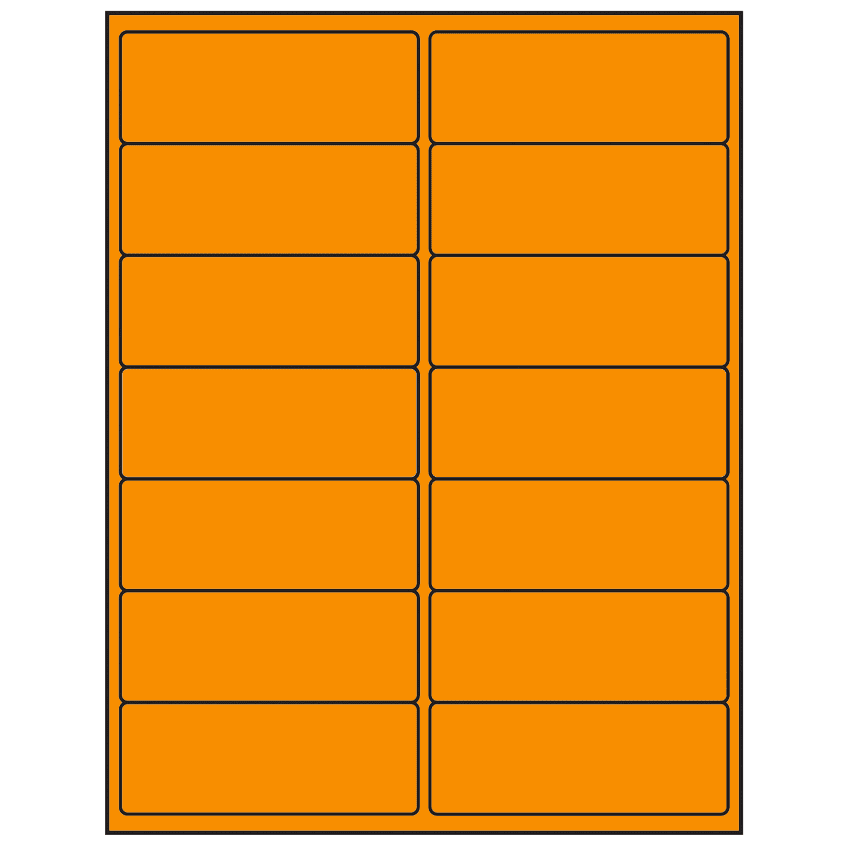 4" x 1.5" Fluorescent Orange Rectangular Sheet Labels