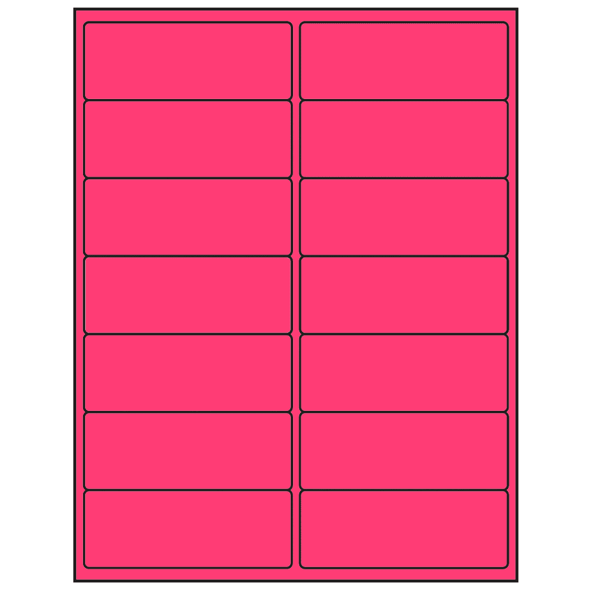 4" x 1.5" Fluorescent Pink Rectangular Sheet Labels